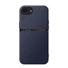 For iPhone 16e Litchi Leather Magnetic Full Coverage Shockproof Phone Case(Navy Blue) - 1