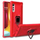 For LG Velvet / G9 Carbon Fiber Protective Case with 360 Degree Rotating Ring Holder(Red) - 1