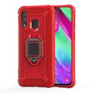 For Motorola E (2020) Carbon Fiber Protective Case with 360 Degree Rotating Ring Holder(Red) - 2