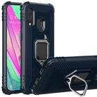 For Motorola E (2020) Carbon Fiber Protective Case with 360 Degree Rotating Ring Holder(Blue) - 1