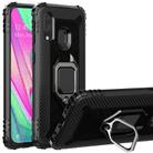 For Motorola E (2020) Carbon Fiber Protective Case with 360 Degree Rotating Ring Holder(Black) - 1