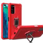For Huawei P40 Carbon Fiber Protective Case with 360 Degree Rotating Ring Holder(Red) - 1