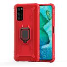 For Huawei P40 Carbon Fiber Protective Case with 360 Degree Rotating Ring Holder(Red) - 2