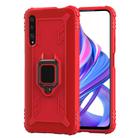 For Huawei Enjoy 10E Carbon Fiber Protective Case with 360 Degree Rotating Ring Holder(Red) - 2