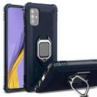 For Samsung Galaxy M31s Carbon Fiber Protective Case with 360 Degree Rotating Ring Holder(Blue) - 1
