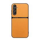 For Samsung Galaxy M35 5G Litchi Leather Magnetic Full Coverage Shockproof Phone Case(Yellow) - 1
