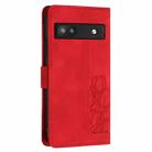 For Google Pixel 6a Tulips Embossed Leather Phone Case with Lanyard(Red) - 3