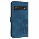 For Google Pixel 6a Tulips Embossed Leather Phone Case with Lanyard(Blue) - 3