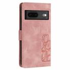 For Google Pixel 7 Tulips Embossed Leather Phone Case with Lanyard(Pink) - 3