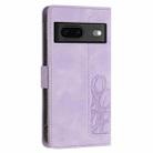 For Google Pixel 7 Tulips Embossed Leather Phone Case with Lanyard(Purple) - 3