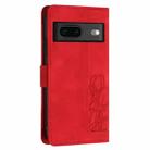 For Google Pixel 7 Tulips Embossed Leather Phone Case with Lanyard(Red) - 3