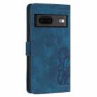 For Google Pixel 7 Tulips Embossed Leather Phone Case with Lanyard(Blue) - 3