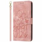 For Google Pixel 7 Pro Tulips Embossed Leather Phone Case with Lanyard(Pink) - 2