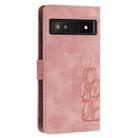 For Google Pixel 7a Tulips Embossed Leather Phone Case with Lanyard(Pink) - 3