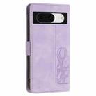 For Google Pixel 8 Tulips Embossed Leather Phone Case with Lanyard(Purple) - 3