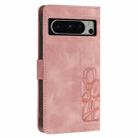 For Google Pixel 8 Pro Tulips Embossed Leather Phone Case with Lanyard(Pink) - 3