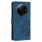 For Redmi A3 Tulips Embossed Leather Phone Case with Lanyard(Blue) - 3