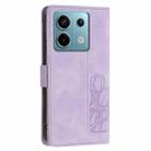 For Redmi Note 13 5G Tulips Embossed Leather Phone Case with Lanyard(Purple) - 3