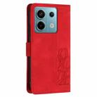 For Redmi Note 13 5G Tulips Embossed Leather Phone Case with Lanyard(Red) - 3