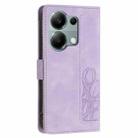 For Redmi Note 13 Pro 5G Tulips Embossed Leather Phone Case with Lanyard(Purple) - 3