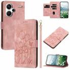 For Redmi Note 13 Pro+ 5G Tulips Embossed Leather Phone Case with Lanyard(Pink) - 1