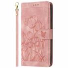 For Redmi Note 14 4G 164.84mm Tulips Embossed Leather Phone Case with Lanyard(Pink) - 2