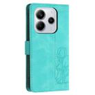 For Redmi Note 14 4G 164.84mm Tulips Embossed Leather Phone Case with Lanyard(Green) - 3