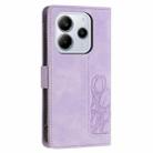 For Redmi Note 14 4G 164.84mm Tulips Embossed Leather Phone Case with Lanyard(Purple) - 3