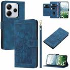 For Redmi Note 14 4G 164.84mm Tulips Embossed Leather Phone Case with Lanyard(Blue) - 1