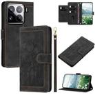 For Xiaomi 15 Pro Tulips Embossed Leather Phone Case with Lanyard(Black) - 1