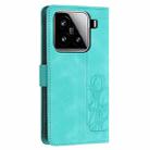 For Xiaomi 15 Tulips Embossed Leather Phone Case with Lanyard(Green) - 3