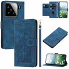 For Xiaomi 15 Tulips Embossed Leather Phone Case with Lanyard(Blue) - 1