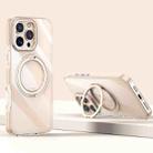 For iPhone 16 Pro Max Gear Plating PC 360 Ring Holder Magsafe Phone Case(Transparent Copper) - 1