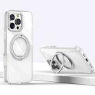 For iPhone 16 Pro Max Gear Plating PC 360 Ring Holder Magsafe Phone Case(Transparent) - 1