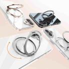 For iPhone 16 Plus Gear Plating PC 360 Ring Holder Magsafe Phone Case(Transparent Black) - 2