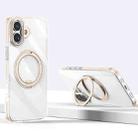 For iPhone 16 Plus Gear Plating PC 360 Ring Holder Magsafe Phone Case(Transparent Copper) - 1