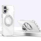 For iPhone 16 Gear Plating PC 360 Ring Holder Magsafe Phone Case(Transparent) - 1