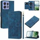 For Motorola Edge 50 Pro Tulips Embossed Leather Phone Case with Lanyard(Blue) - 1