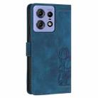 For Motorola Edge 50 Pro Tulips Embossed Leather Phone Case with Lanyard(Blue) - 3