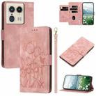For Motorola Edge 50 Ultra Tulips Embossed Leather Phone Case with Lanyard(Pink) - 1