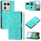 For Motorola Edge 50 Ultra Tulips Embossed Leather Phone Case with Lanyard(Green) - 1