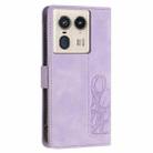 For Motorola Edge 50 Ultra Tulips Embossed Leather Phone Case with Lanyard(Purple) - 3