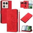 For Motorola Edge 50 Ultra Tulips Embossed Leather Phone Case with Lanyard(Red) - 1