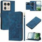 For Motorola Edge 50 Ultra Tulips Embossed Leather Phone Case with Lanyard(Blue) - 1