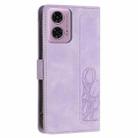 For Motorola Moto G34 Tulips Embossed Leather Phone Case with Lanyard(Purple) - 3