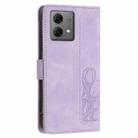 For Motorola Moto G84 Tulips Embossed Leather Phone Case with Lanyard(Purple) - 3