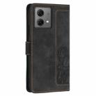 For Motorola Moto G84 Tulips Embossed Leather Phone Case with Lanyard(Black) - 3