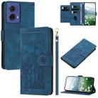 For Motorola Moto G85 Tulips Embossed Leather Phone Case with Lanyard(Blue) - 1