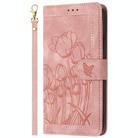 For Motorola Moto G05 Tulips Embossed Leather Phone Case with Lanyard(Pink) - 2