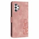 For Samsung Galaxy A13 5G / 4G Tulips Embossed Leather Phone Case with Lanyard(Pink) - 3